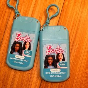 2 new barbie keychain spray hand sanitizers! blue &  great for back to school!!